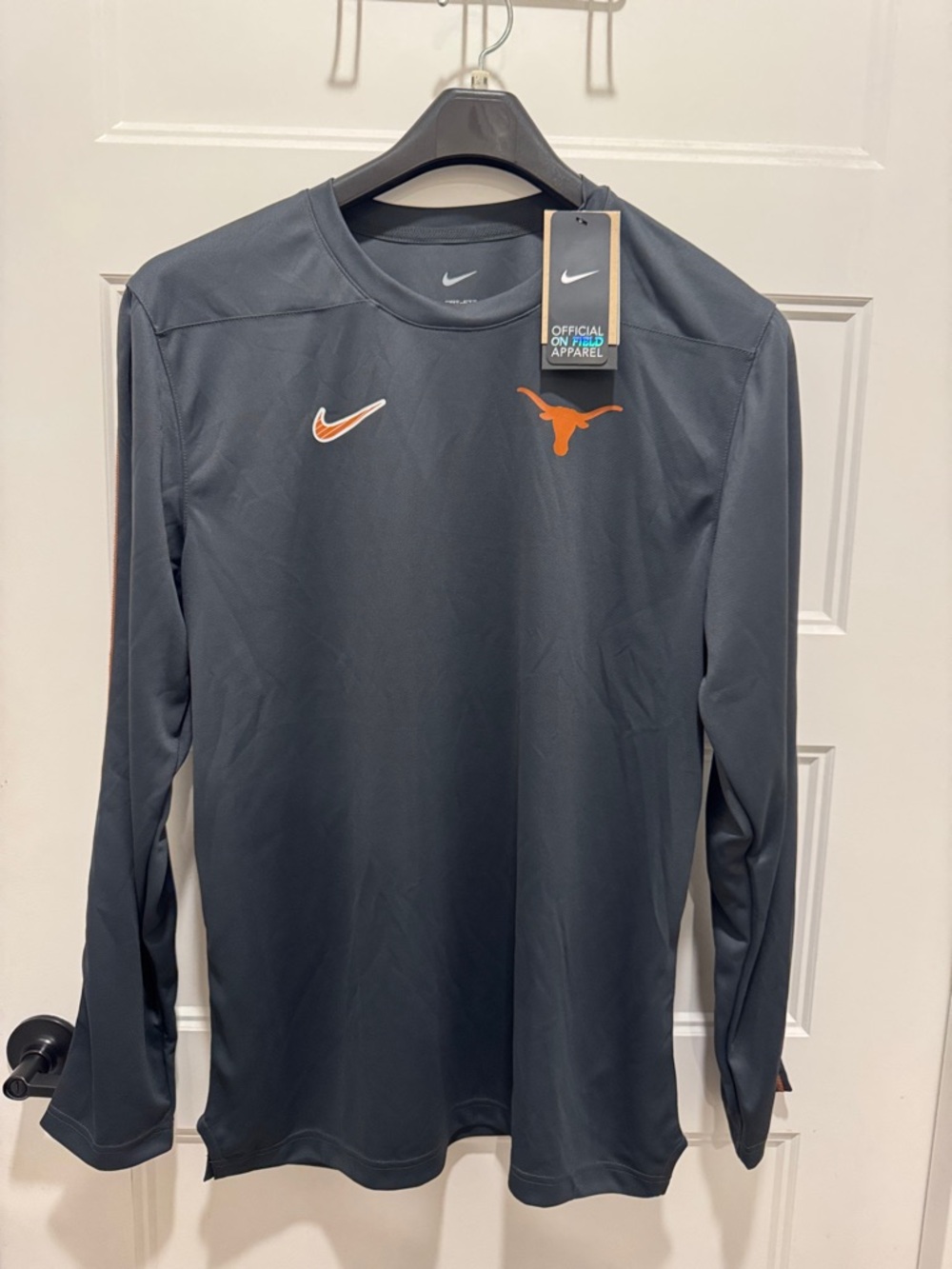 Nike Gray Long Sleeve Performance UPF40 Shirt with Orange Logos